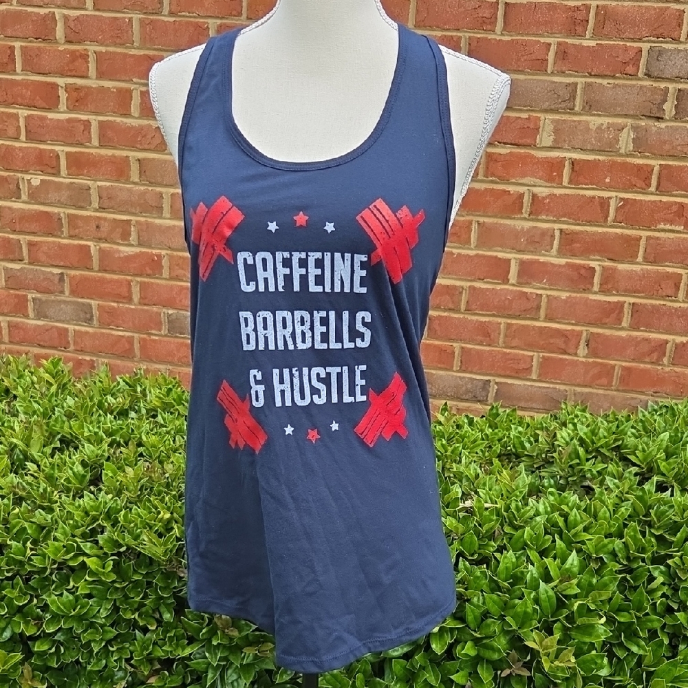 Next Level Apparel Caffeine Barbells & Hustle Tank Size L